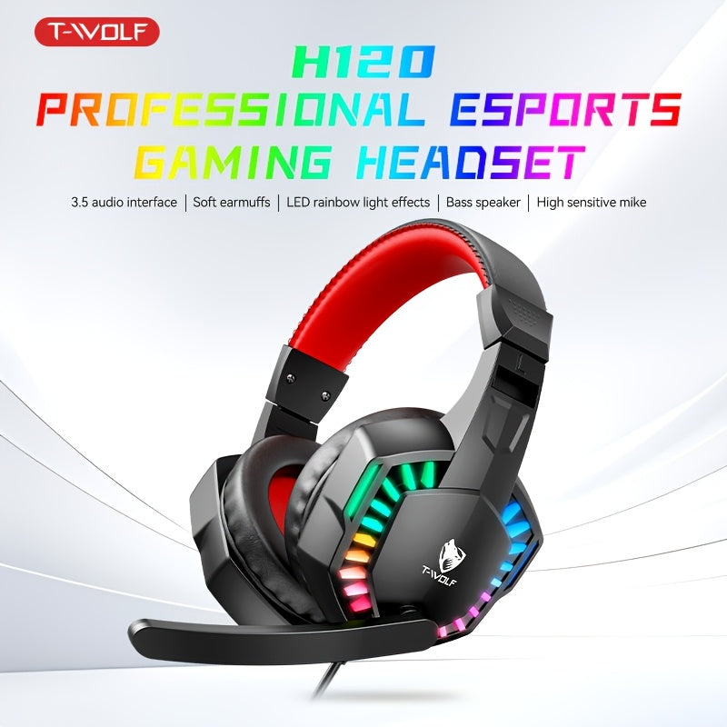 Casque Gaming Filaire RGB 7 Couleurs – Léger, Élégant & Jack 3,5mm | Alimentation USB | Rouge