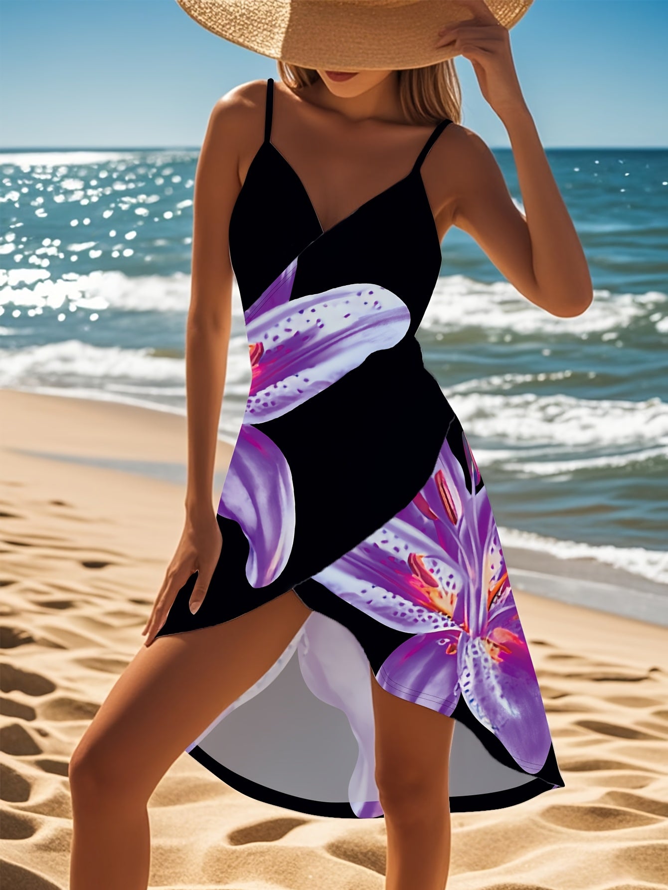 Pareo Femme Floral Cache-Cou - Tissu Leger, Style Decontracte, 3 Coloris, S au XXL
