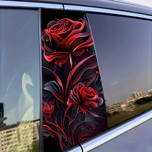 Lot de 2 Autocollants Voiture Rose Rouge - Stickers Vinyle Durable, Decoration Auto