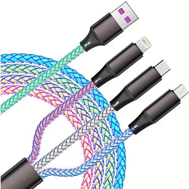 Cable Charge 3-en-1 USB-C vers Lightning 120cm - Transmission Donnees, 5-10W, Plastique Resistant