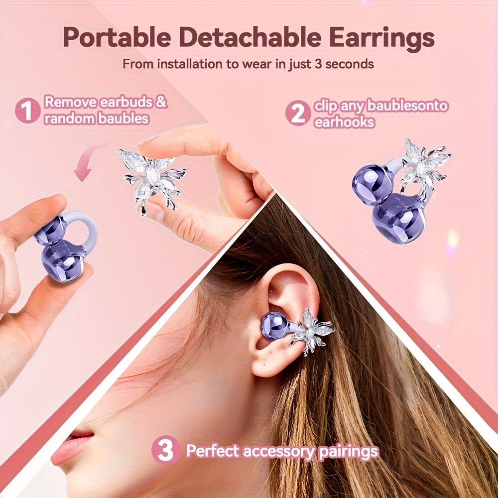Ecouteurs Bluetooth 5.3 Sans Fil Traduction Multilingue 50h - Boucles Oreilles Pierres Micro Integre