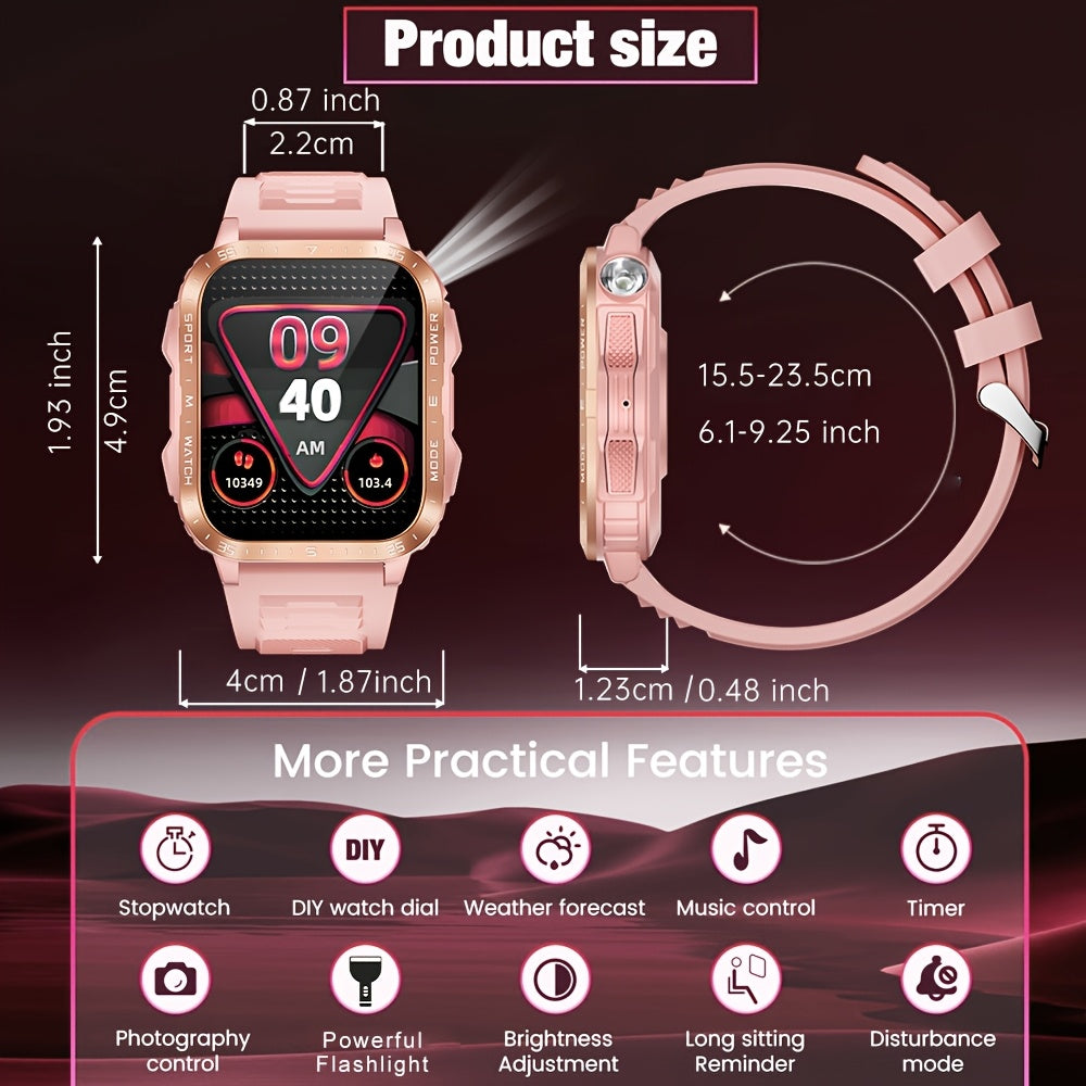 Synwoo Montre Connectee Femme Rose Ecran Tactile IPX8 Batterie 430mAh - LED Appels Assistant Vocal Multisports Suivi Sommeil Compatible Android iPhone