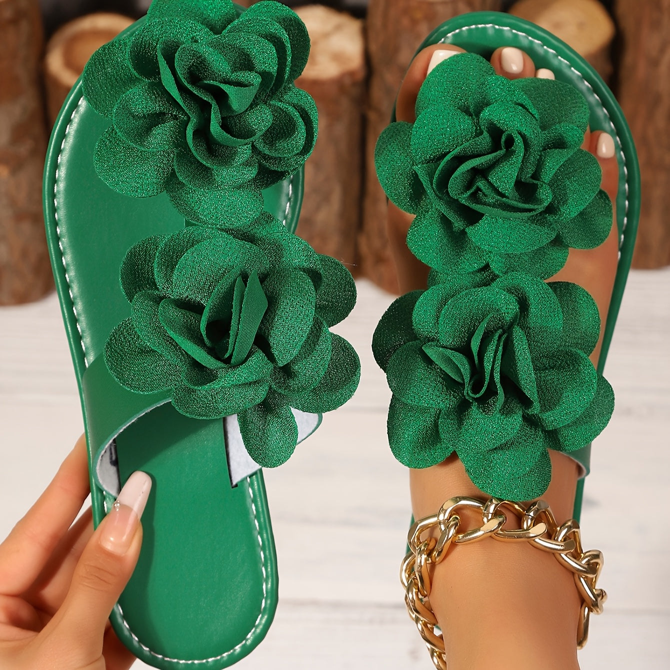 Sandales Plates Femme Elegantes a Fleurs - Style Tongs Confortables