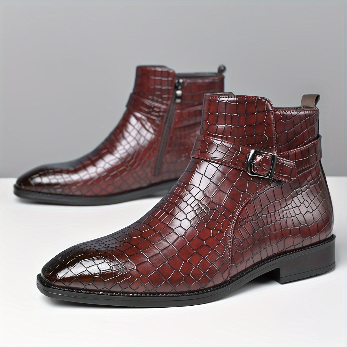 Bottines Chelsea Homme Vintage – Cuir PU, Boucle, Style Urbain, 4 Coloris