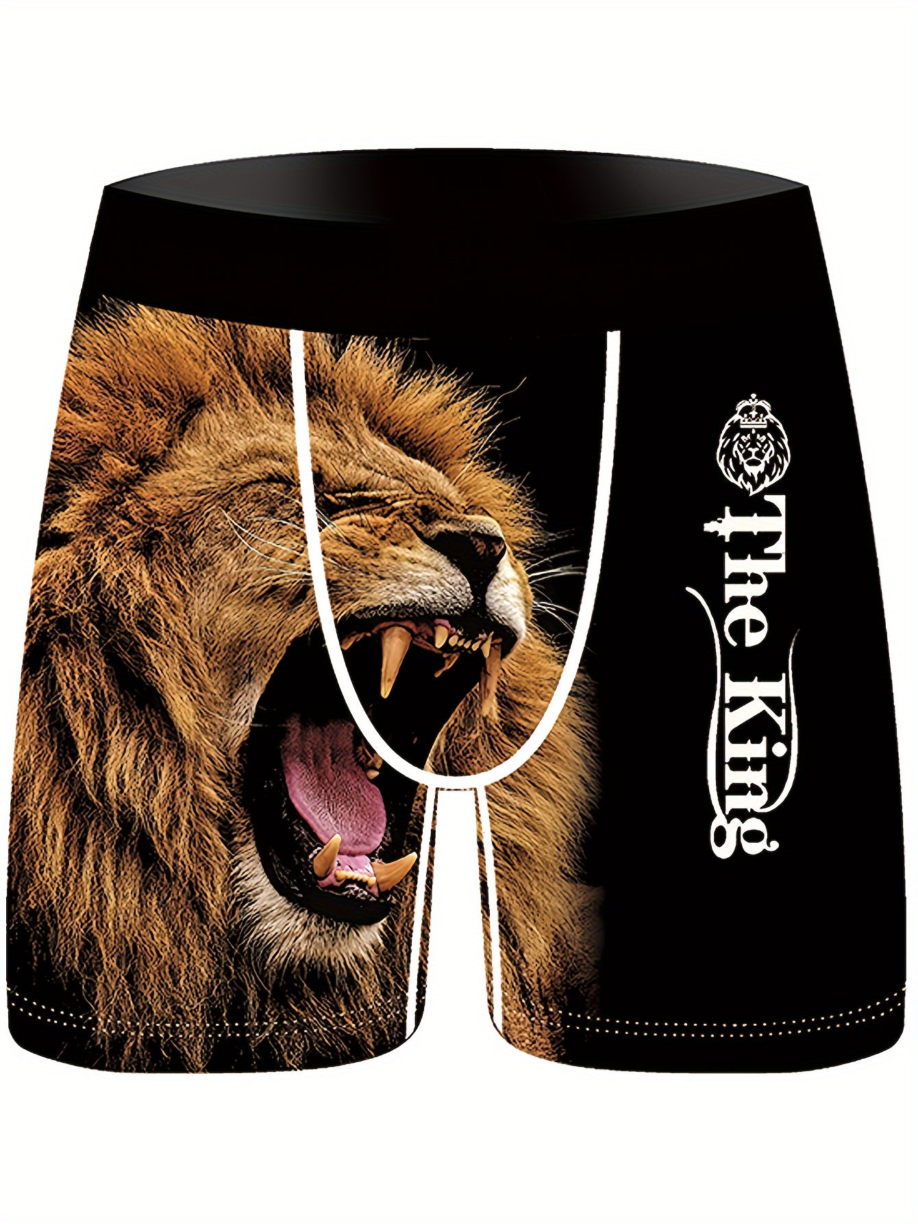 Lot de 3 Boxers Shorty Homme — Fibre Ice Sliky, 95% Polyester, Imprimé Lion, S-XXXL