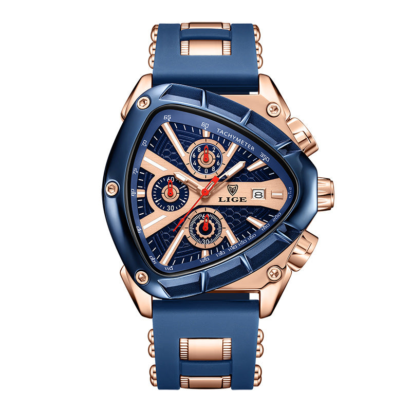 Montre Polygon Homme Etanche 30M Lumineuse avec Calendrier - Boitier Acier, Bracelet Silicone, 5 Coloris