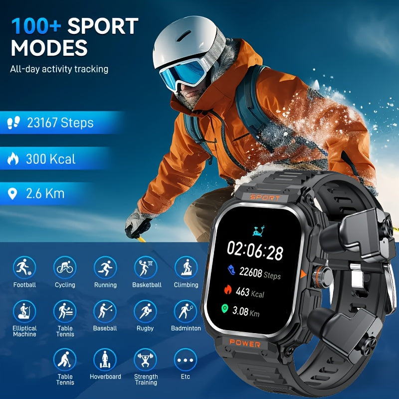 Montre Connectée Robuste Homme GT55 2-en-1 – IA & Commande Vocale, Écran IPS 2,01", IP67, Bluetooth 5.2