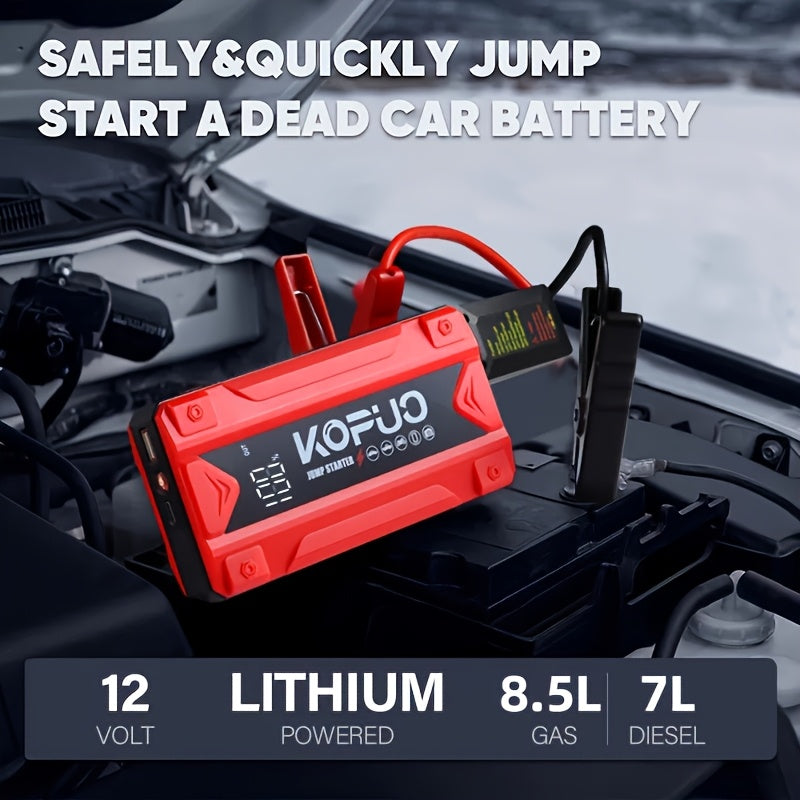 Demarreur de batterie portable voiture KOPUO 4000A - 12V, essence 8.5L, diesel 7L, USB, LED, 2 coloris