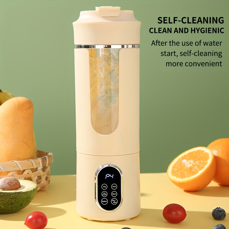 Blender portable rechargeable USB 530 ml LED - Broyeur glace 7.4V, smoothies jus, vert beige blanc