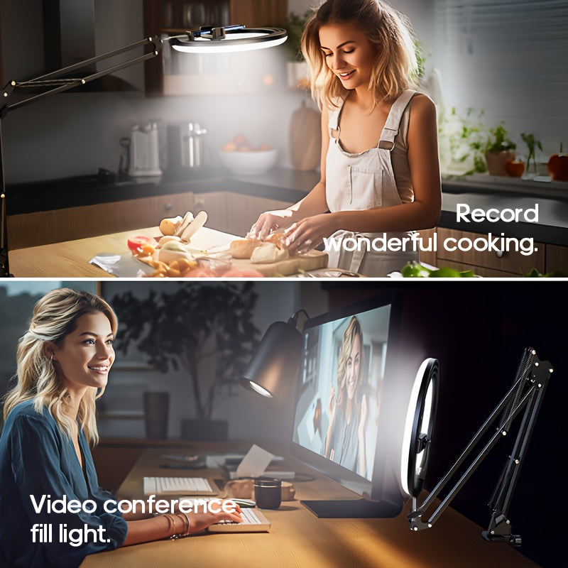 Anneau Lumineux LED AMILL – Support Smartphone, Contrôle Bouton, Alimentation USB, Étalonnage Couleurs