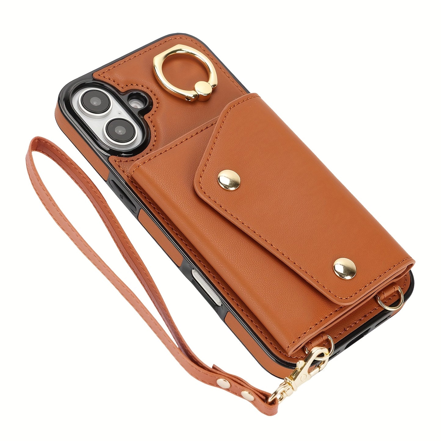 Étui Portefeuille Bandoulière iPhone – Similicuir, Support Intégré, Anti-Choc 📱✨