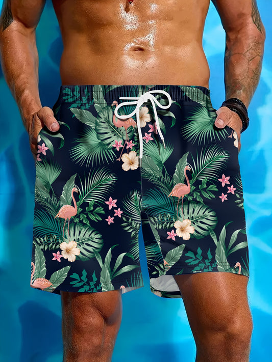 Pantalon de plage homme imprimé tropical avec poches - Coupe standard, style vacances