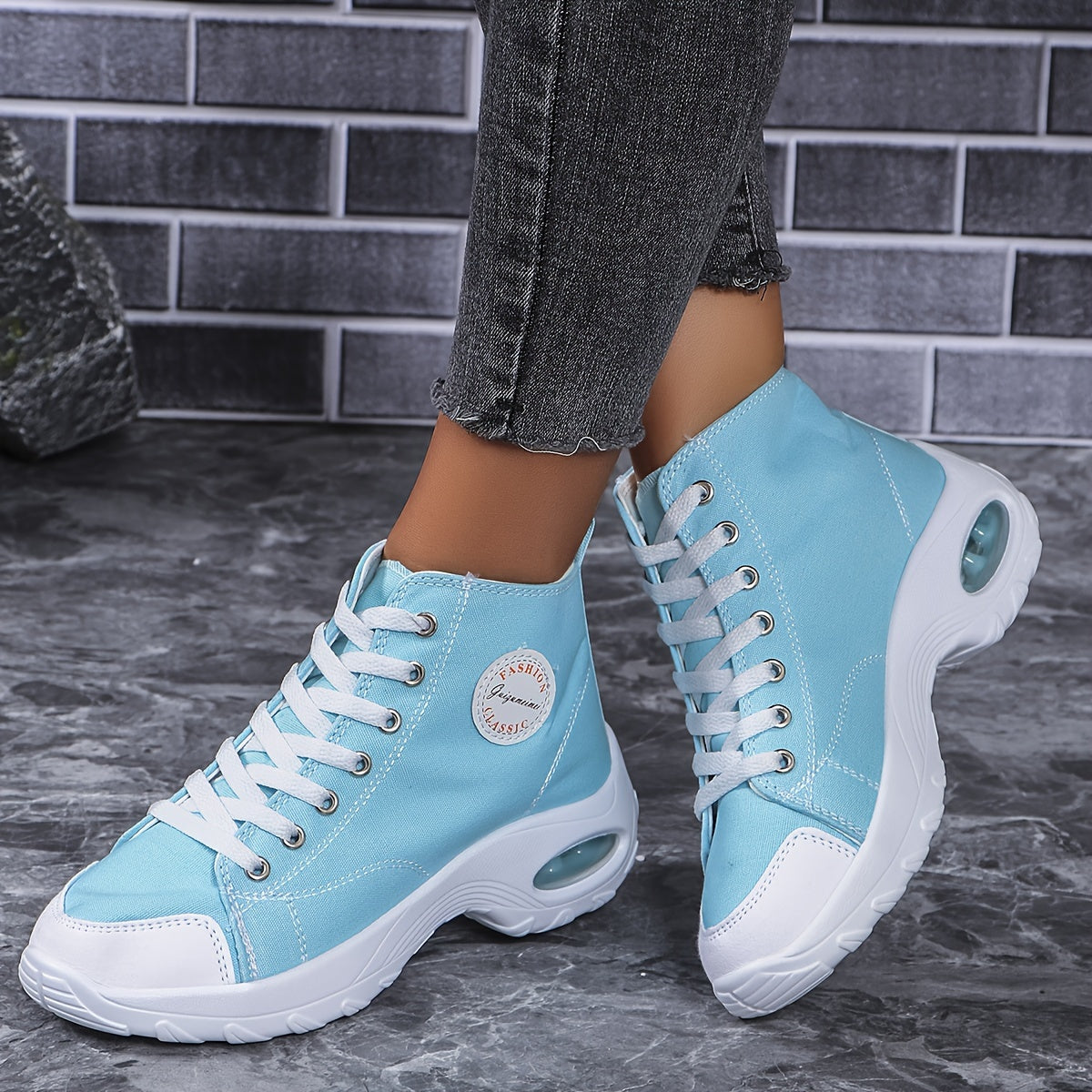 Baskets Femme Coussin d'Air Toile Semelle EVA - Bout Rond Decontracte 5 Coloris EU 35-40