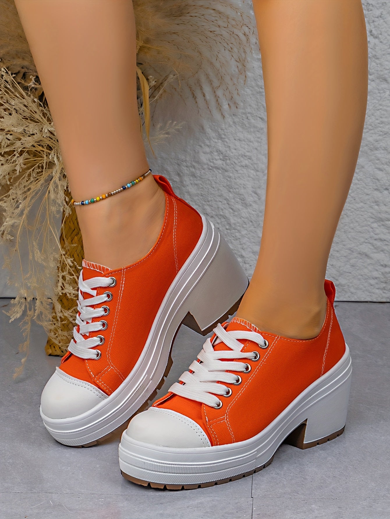 Baskets Femme Mi-Haute Plateforme Lacets - Tissu Semelle PU Style Sport 7 Coloris EU 36-42