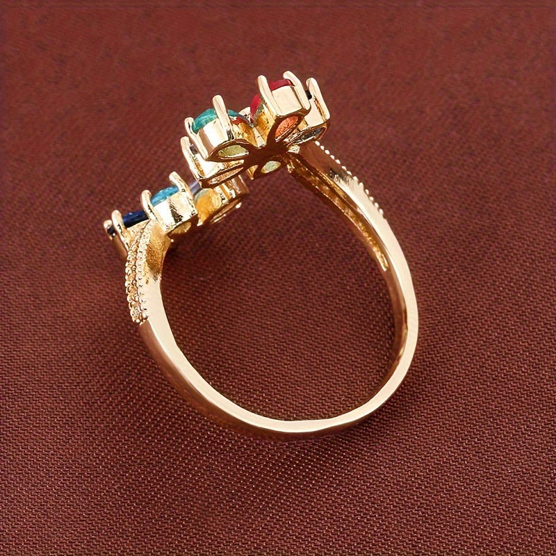 Bague Femme Cuivre Placage Or Blanc Zircon Synthetique - Dore ou Argente Taille Unique