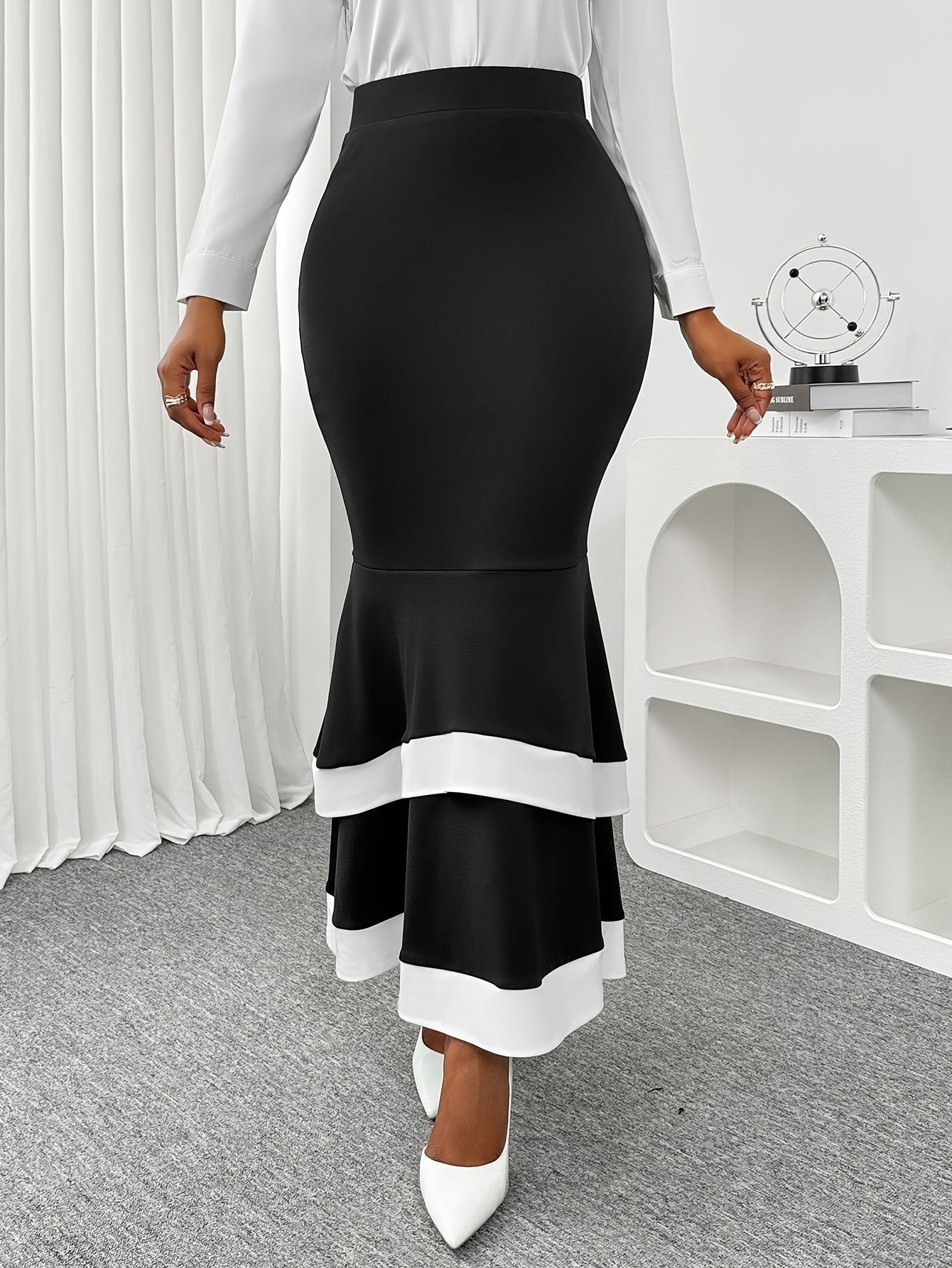 Jupe Sirene Femme - Style Elegant, Coupe Moulante, Toutes Saisons, 4 Coloris