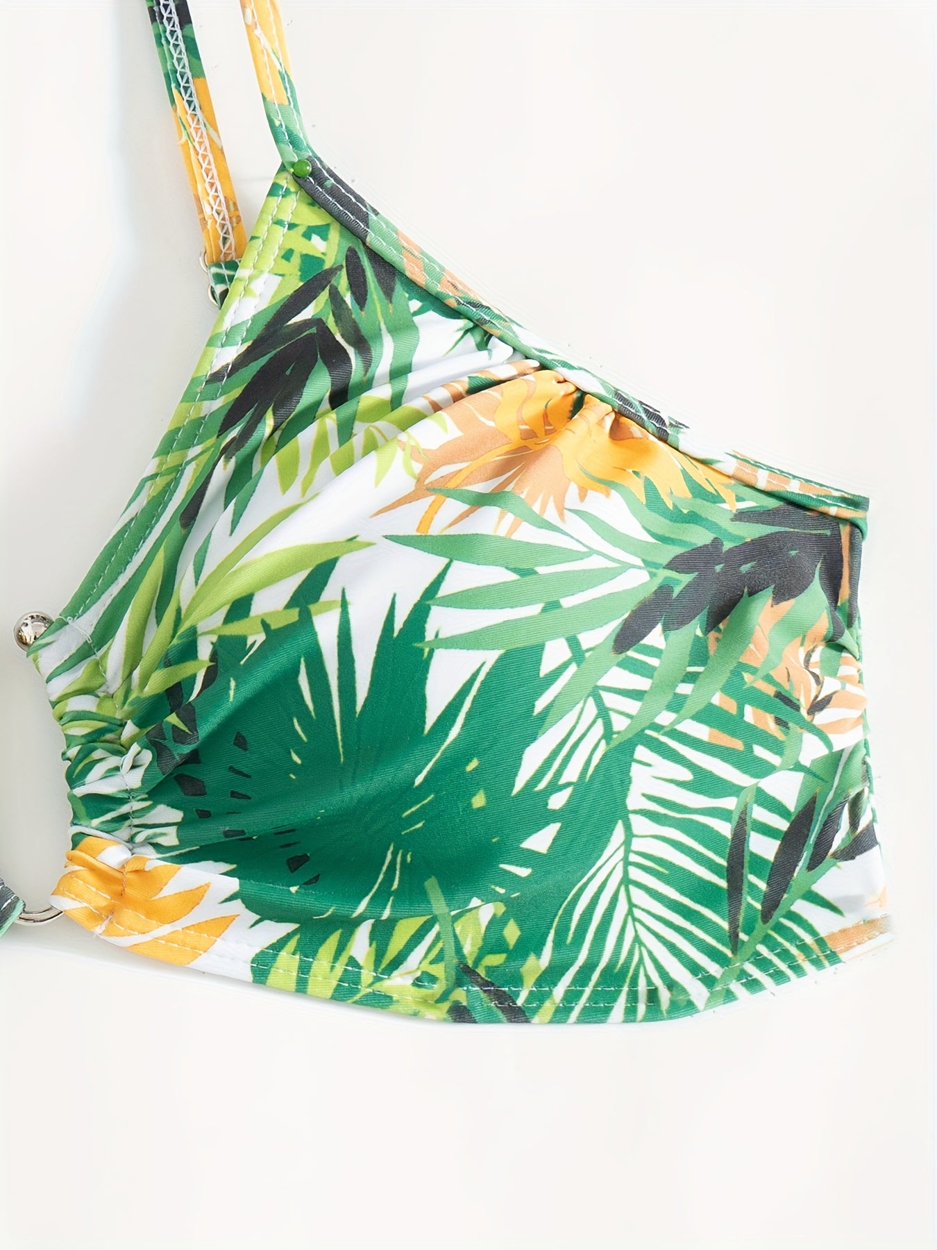 Ensemble Bikini 3 Pieces Femme - Motif Tropical, Col en V, Manches Longues