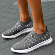 Baskets Chaussettes Strass Femme – Extensibles, Maille Respirante, Toutes Saisons
