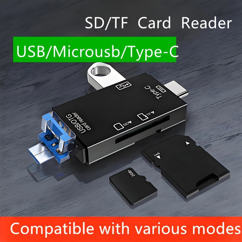Lecteur de cartes OTG multifonction 6 en 1, adaptateur de carte SD/TF et clé USB - Topdecheztop.fr