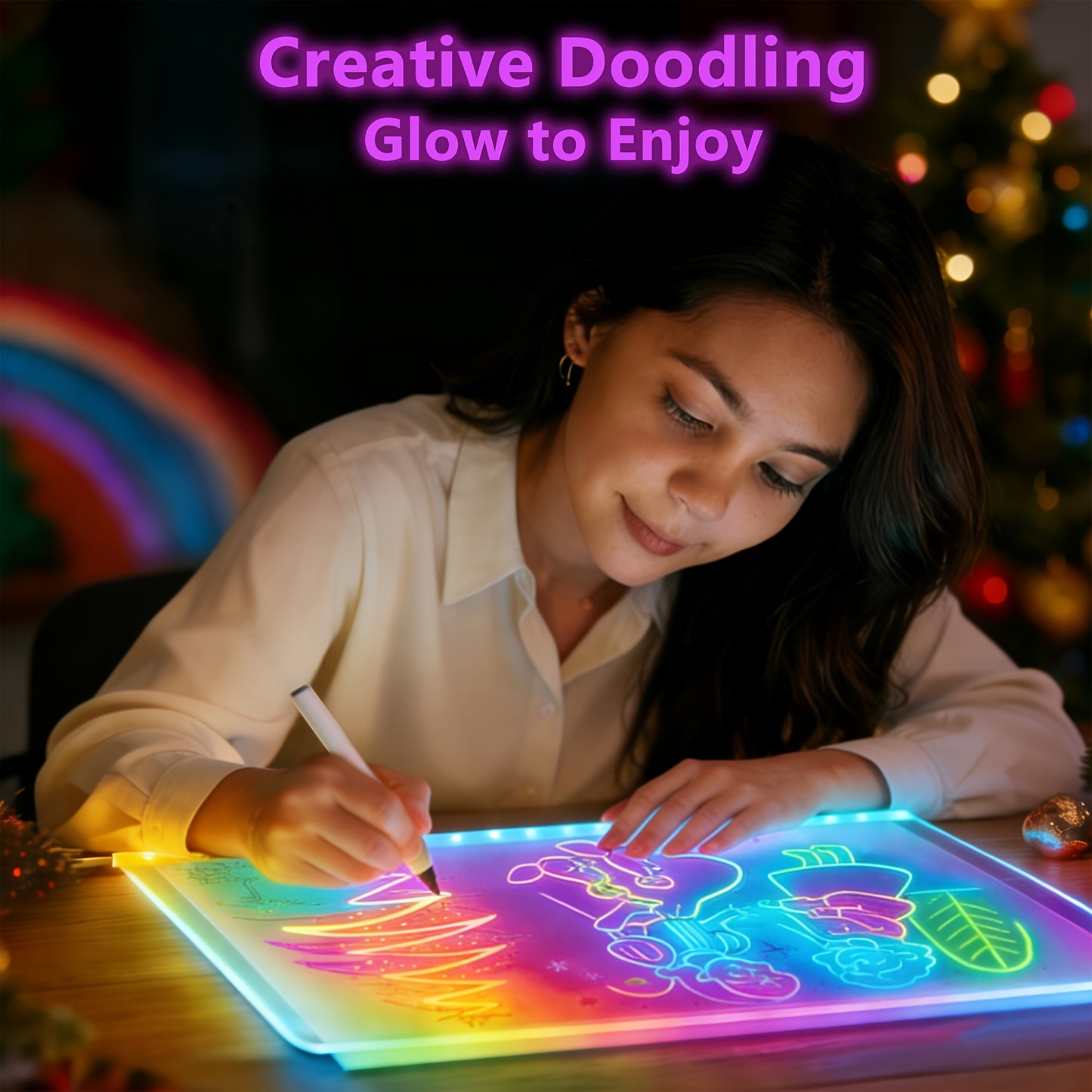 Tableau Dessin LED RGB - Planche Lumineuse USB avec 12 Stylos