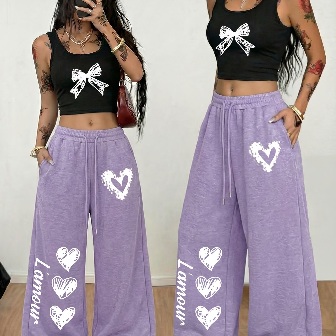 Ensemble 2 Pièces Style Y2K Femme – Débardeur Ajusté & Pantalon Large Élégant | Toutes Saisons | XS au XL