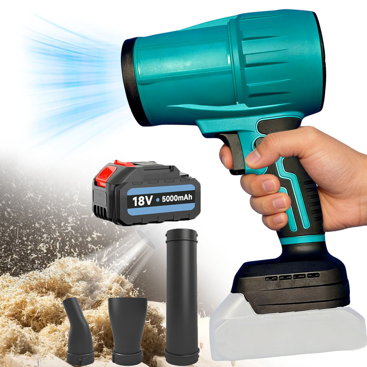 Souffleur de feuilles sans fil portable - Compatible batteries Makita, nettoyage terrasse et voiture