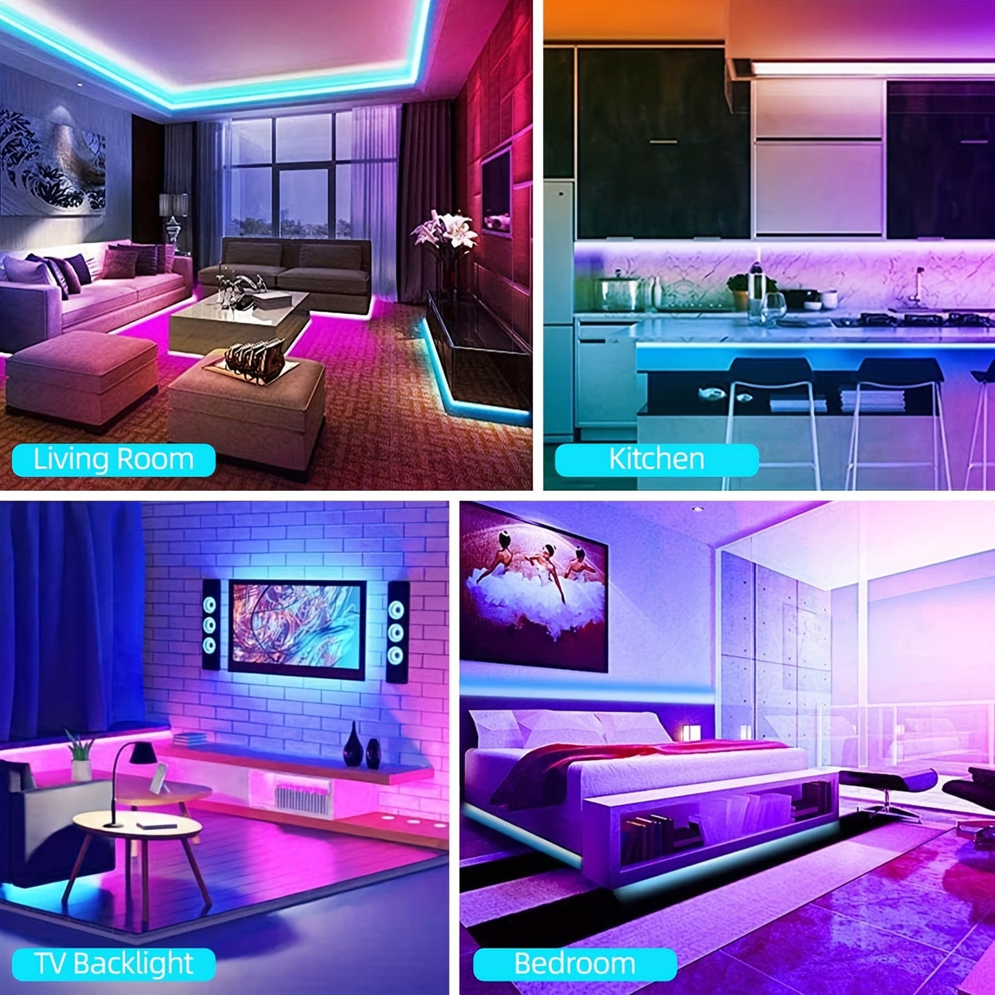 Bande LED RGB avec Télécommande 44 Touches – 1M à 30M, Intensité Réglable 🌈💡
