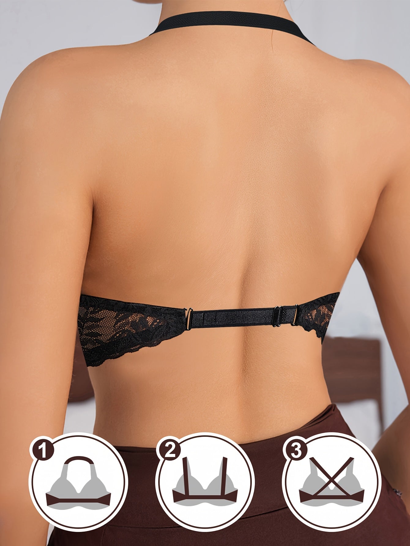 Soutien-Gorge en Dentelle Sexy – Dos Nu, Sous-Armatures, Bretelles Amovibles | Bonnets Fins & Respirants | Noir & Beige