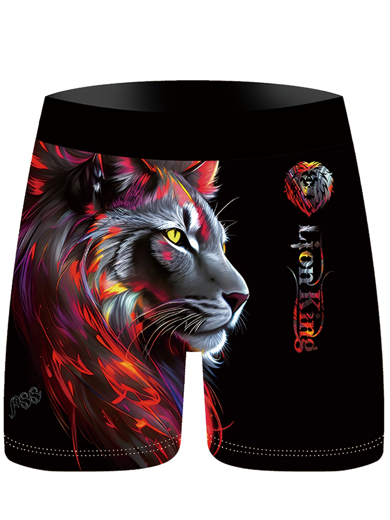 Lot de 3 Boxers Shorty Homme — Fibre Ice Sliky, 95% Polyester, Imprimé Lion, S-XXXL