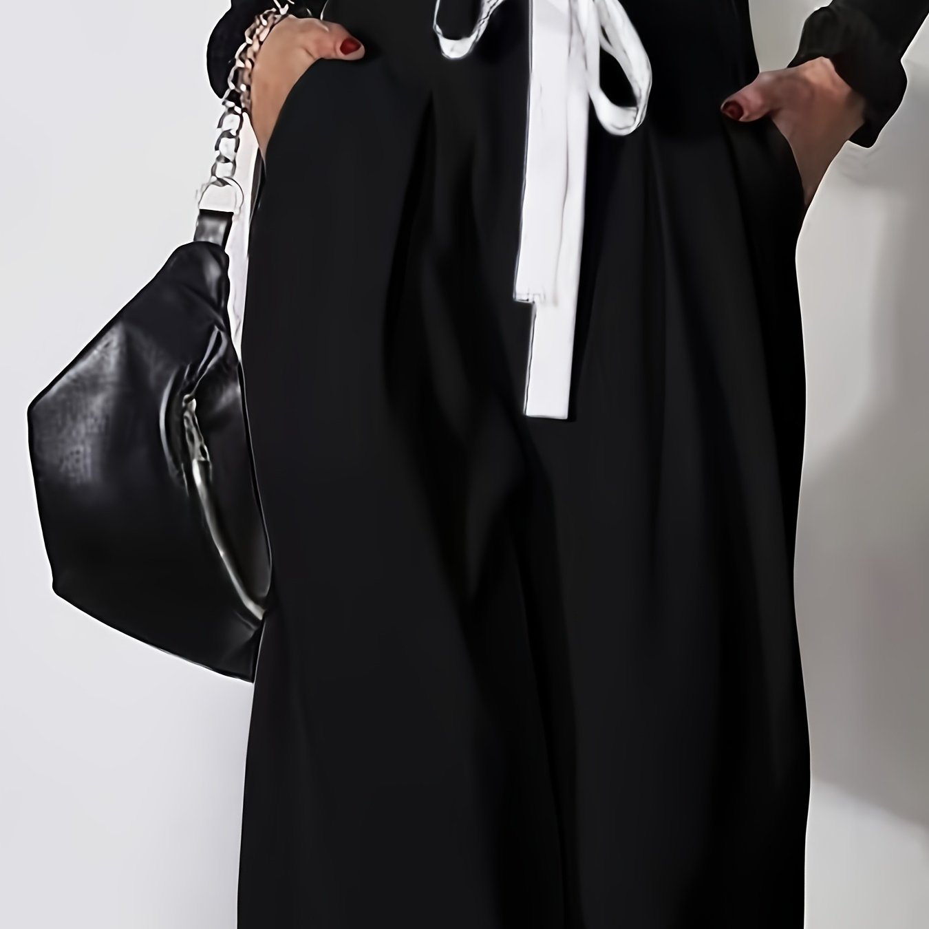 Pantalon Large Femme - Jambes Larges, Ceinture Incluse, Coupe Ample, Style Elegant