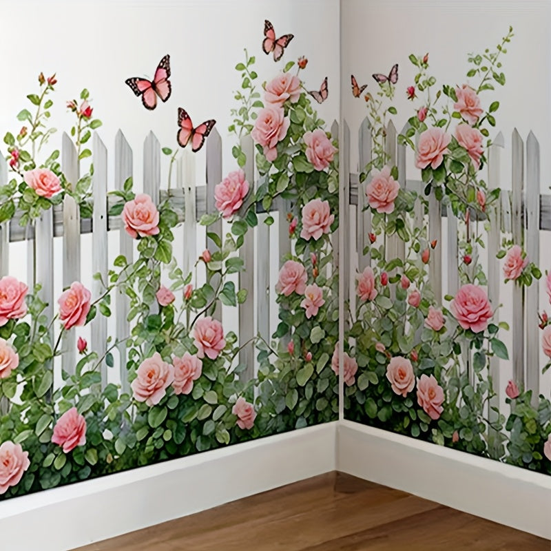 Stickers Muraux Papillons et Fleurs Roses Auto-adhésifs – Décoration Murale Classique | 59x40 cm