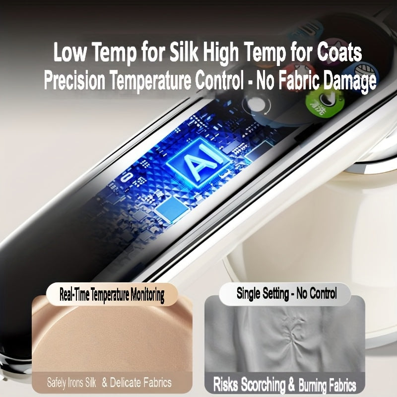 Fer a Repasser Vapeur Intelligent 6 Temperatures Autonettoyage Ecran HD Reservoir 160ml - 220-240V Beige Noir