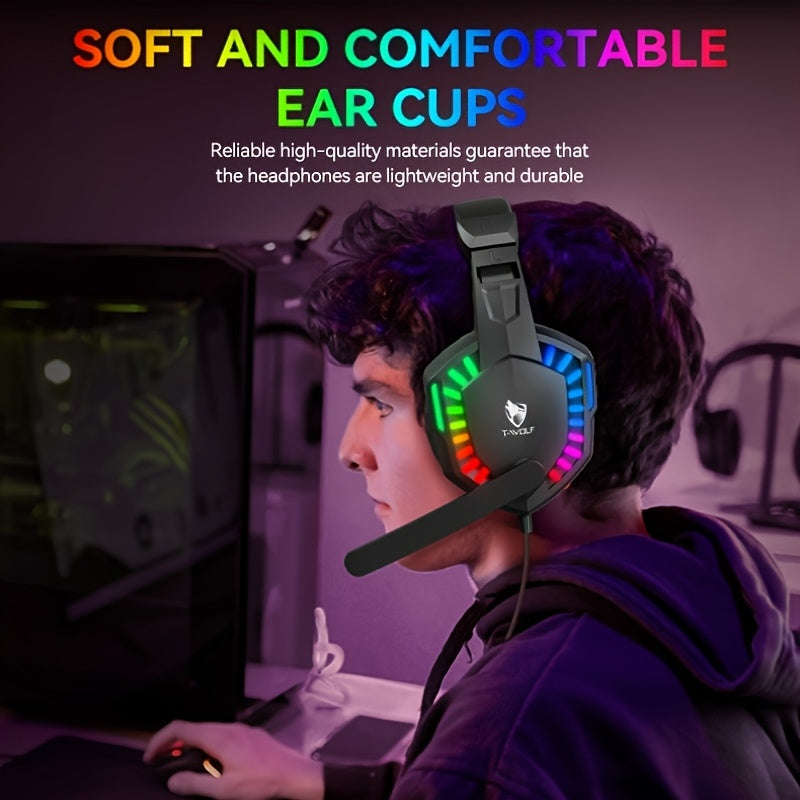 Casque Gaming Filaire RGB 7 Couleurs – Léger, Élégant & Jack 3,5mm | Alimentation USB | Rouge