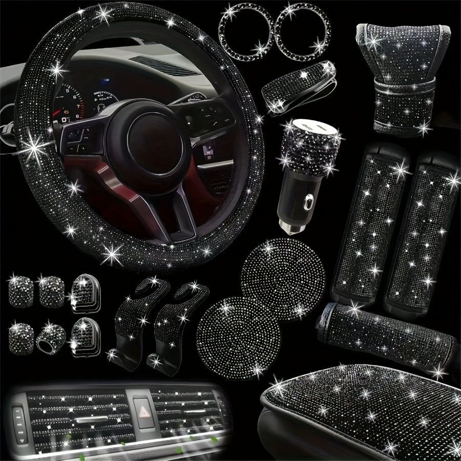 Kit 30 Strass Decoration Interieur Voiture - Volant & Grilles d'Aeration