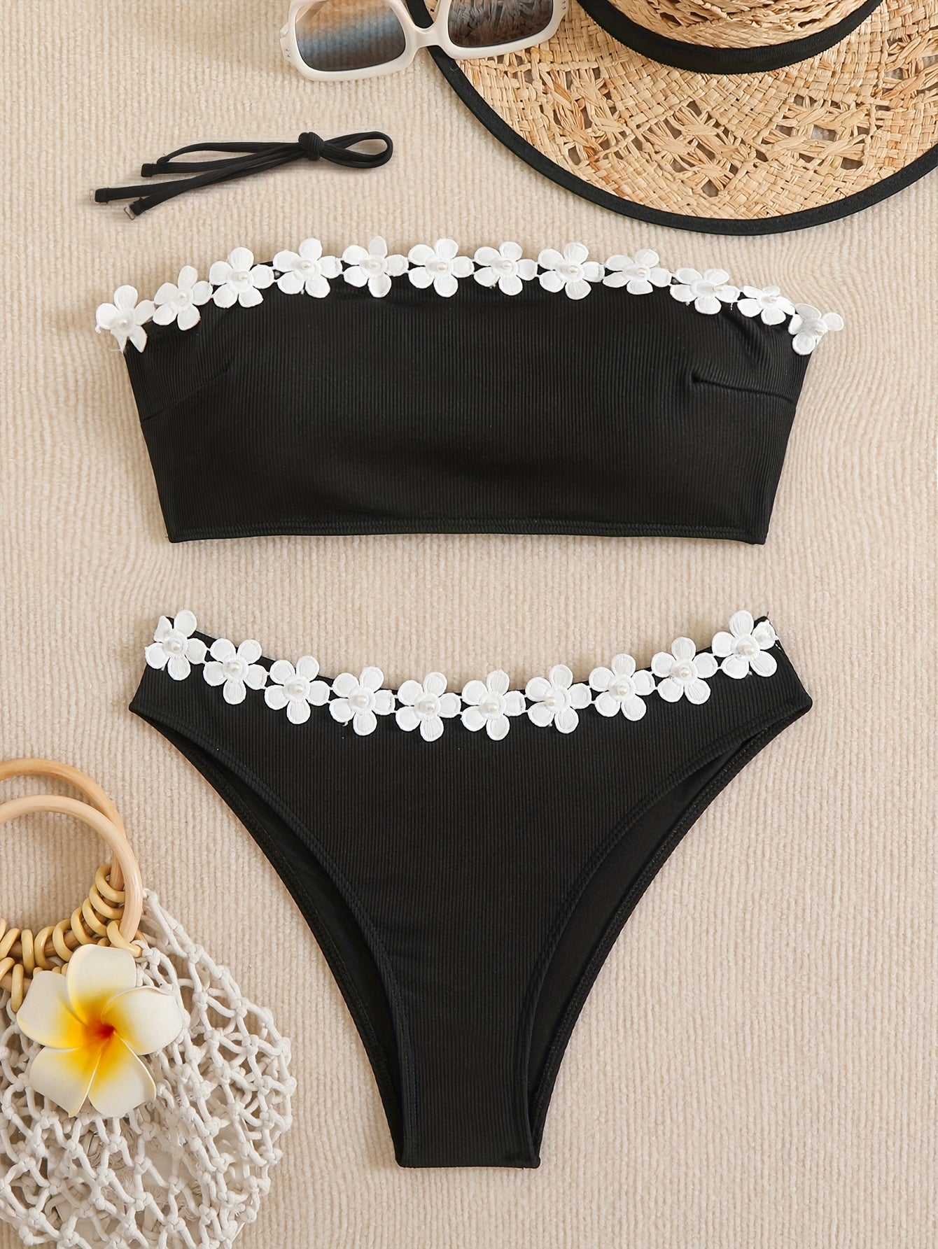 Bikini Deux Pieces Femme - Tissu Stretch Ultra-Extensible, Couleur Unie Chic
