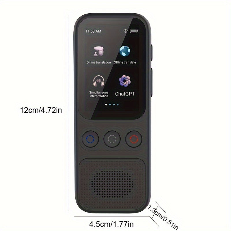 Traducteur Vocal Bidirectionnel Hishell - 138 Langues, Hors Ligne, Ecran Tactile HD 2 pouces, WiFi, USB-C
