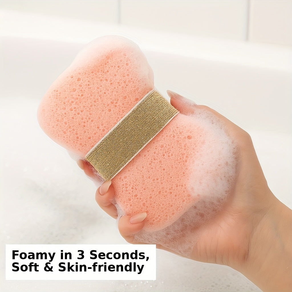 Porte-savon elastique antiderapant avec eponge luffa exfoliante - Cordelette ajustable, douche et baignoire