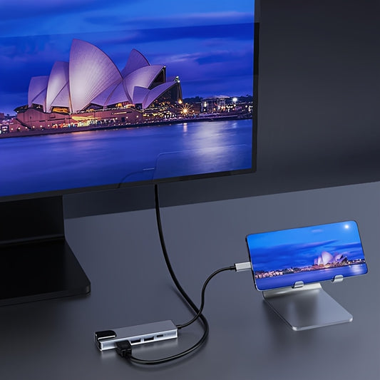 Hub USB-C 5 en 1 - HDMI 4K Ethernet 4 Ports USB Type-C