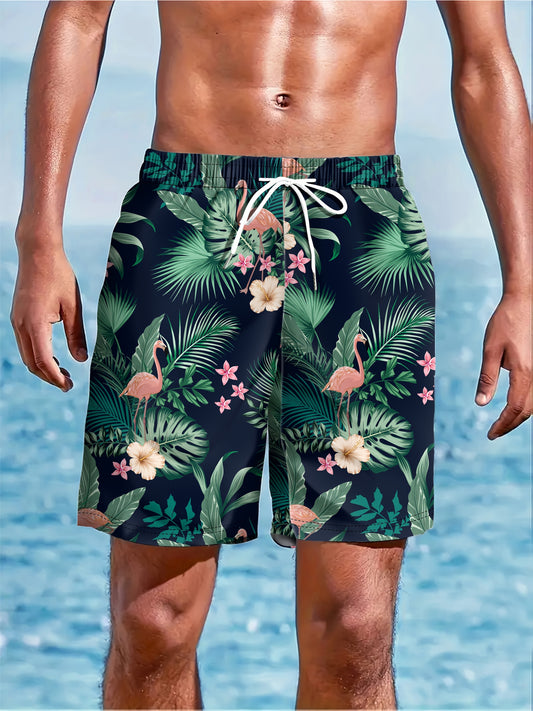 Pantalon de plage homme imprimé tropical avec poches - Coupe standard, style vacances
