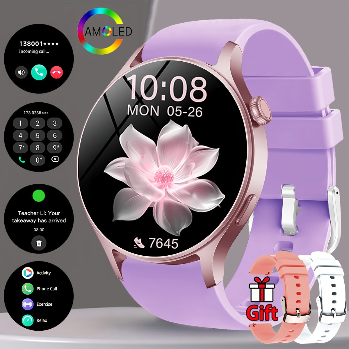 Montre Connectée Femme – Écran AMOLED HD 1,53", Appels Sans Fil, Assistant Vocal & 100+ Apps | IP68