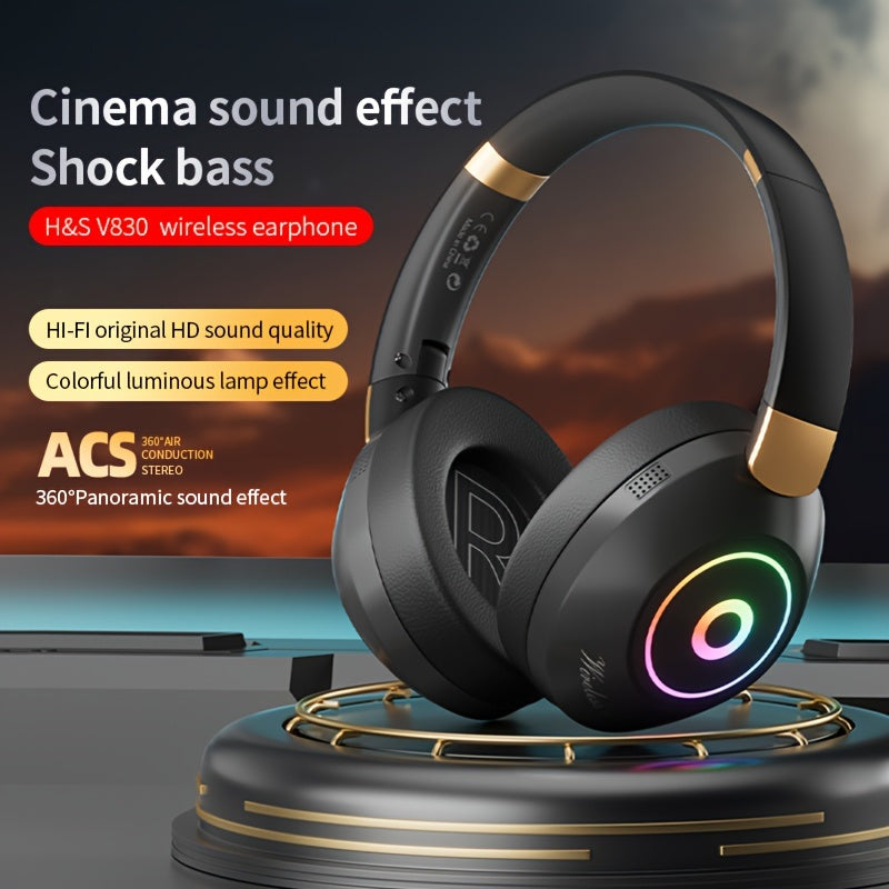 Casque Sans Fil Pliable avec Lumières LED – Gaming & Musique, Batterie 200mAh & USB-C | Noir & Blanc