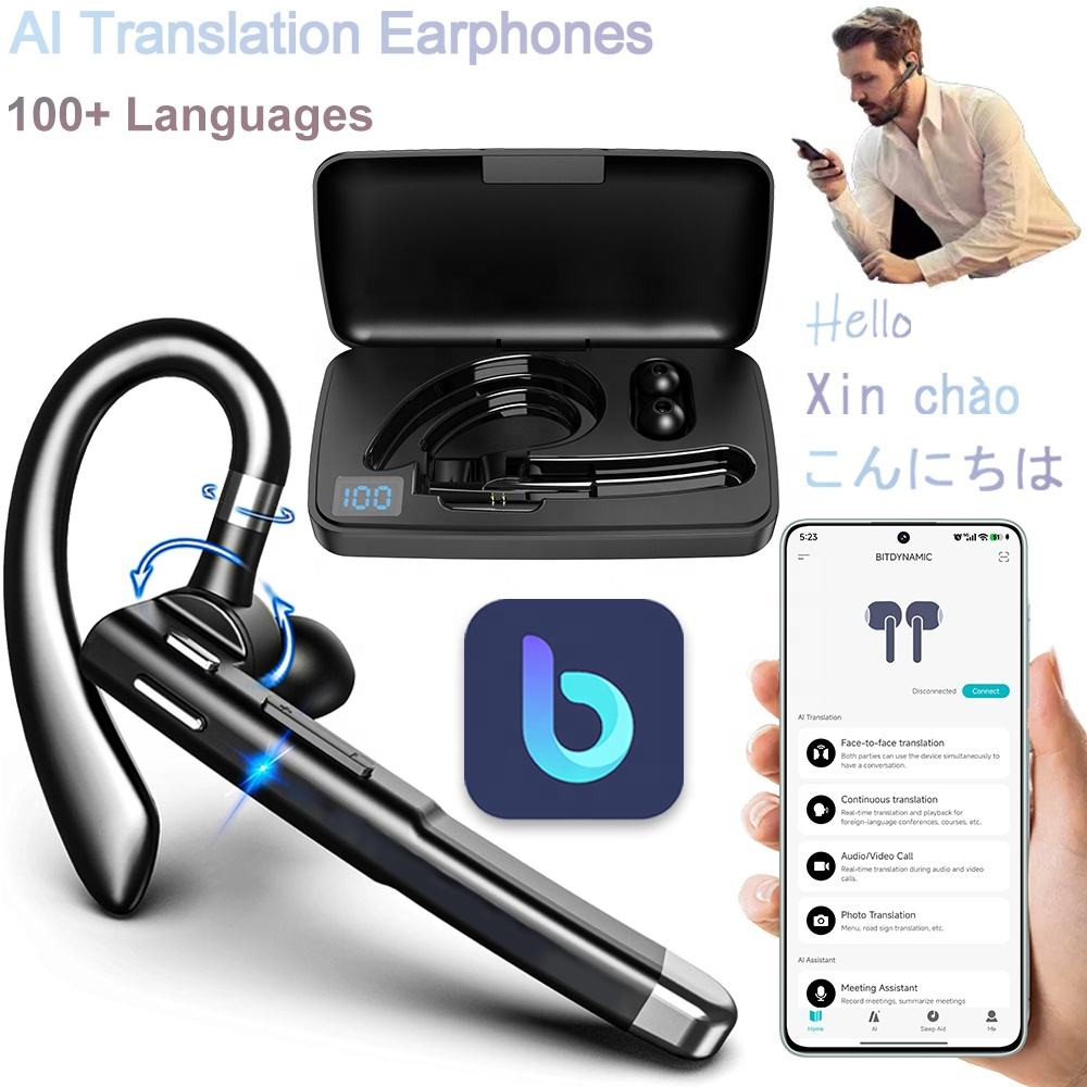 Ecouteurs Sans Fil YYK-520 - Traduction IA, Bluetooth 6.1, Crochet d'Oreille, 5-10h