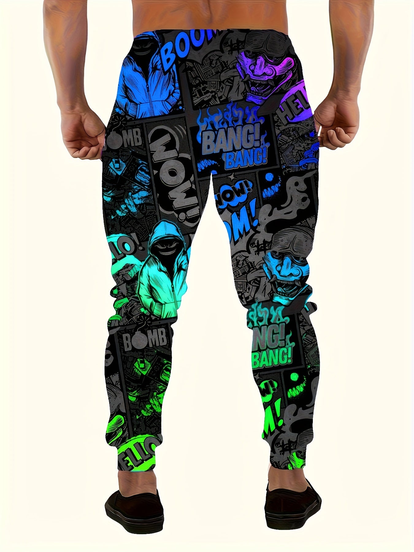 Pantalon Ample Imprimé Homme — 100% Polyester Extensible | 8 Coloris | S-XXL | Style Décontracté Sport