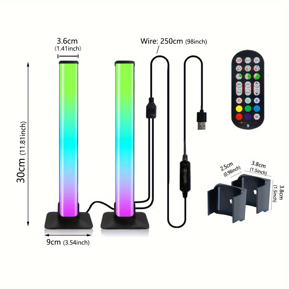 Barres lumineuses LED intelligentes, lot de 2, RVB avec synchronisation musicale - Topdecheztop.fr