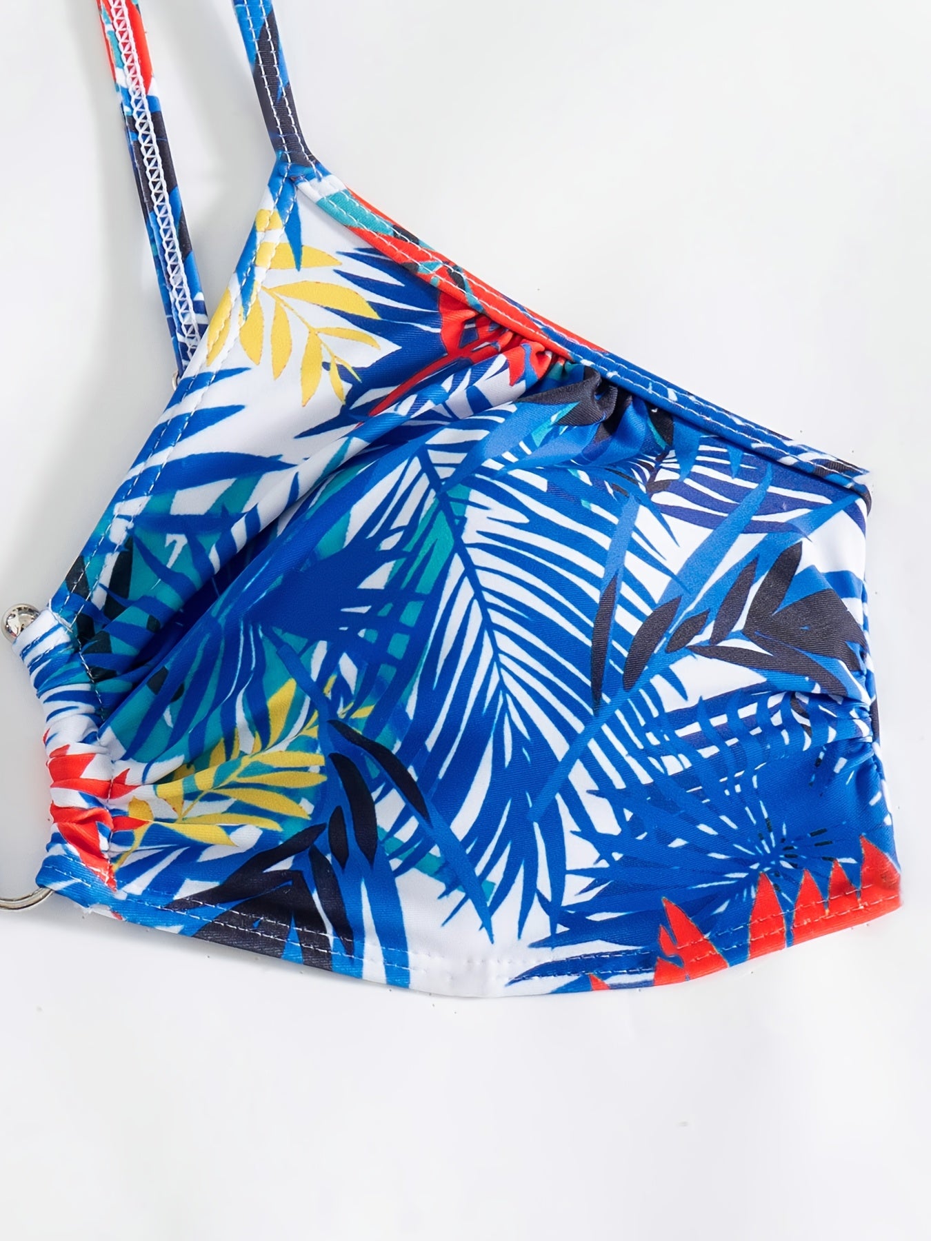 Ensemble Bikini 3 Pieces Femme - Motif Tropical, Col en V, Manches Longues