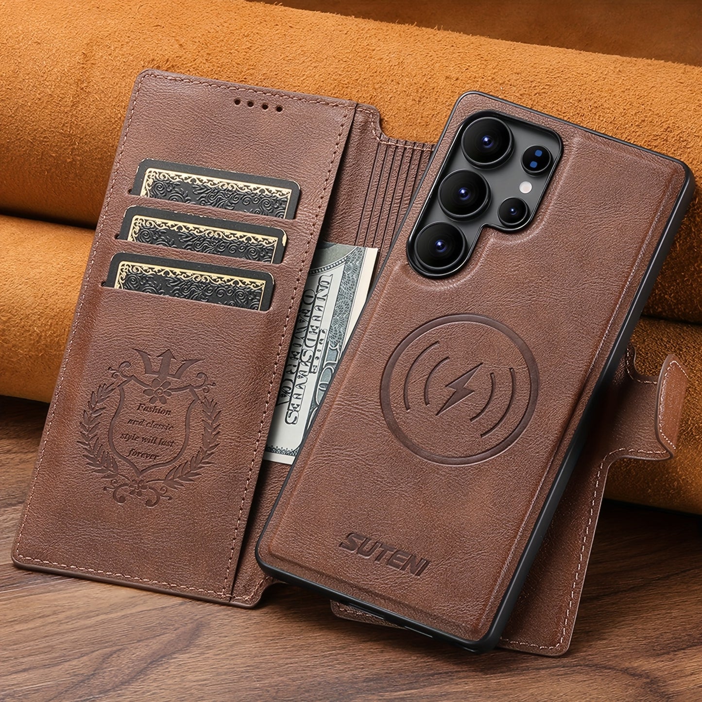 Étui Samsung Galaxy Ultra SUTENI – Similicuir, Recharge Sans Fil, Boucle Magnétique, 3 Coloris