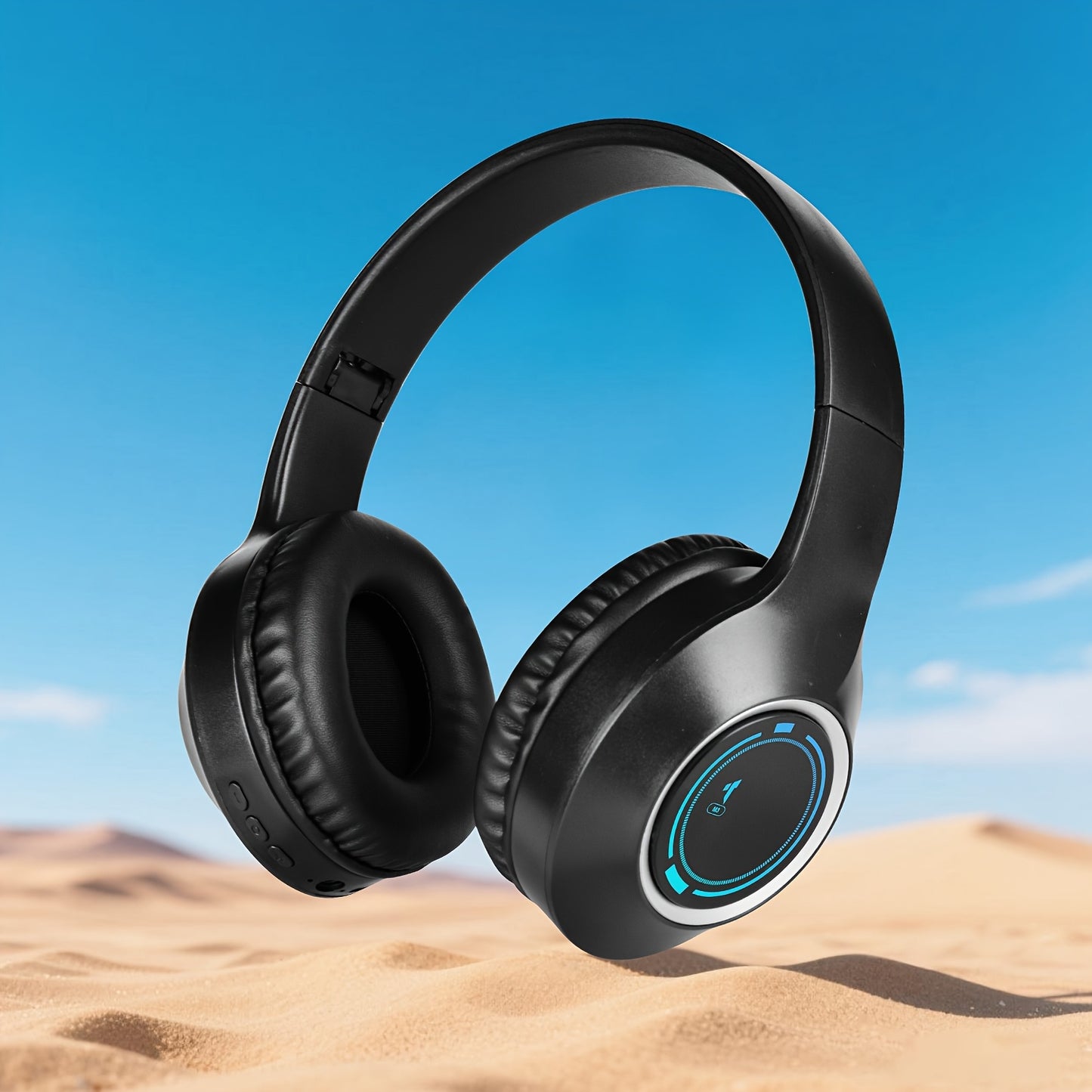 Casque Sans Fil Supra-Auriculaire Pliable – Micro Intégré, Batterie 150mAh & USB-C | Thème Anime & Film | Noir & Beige