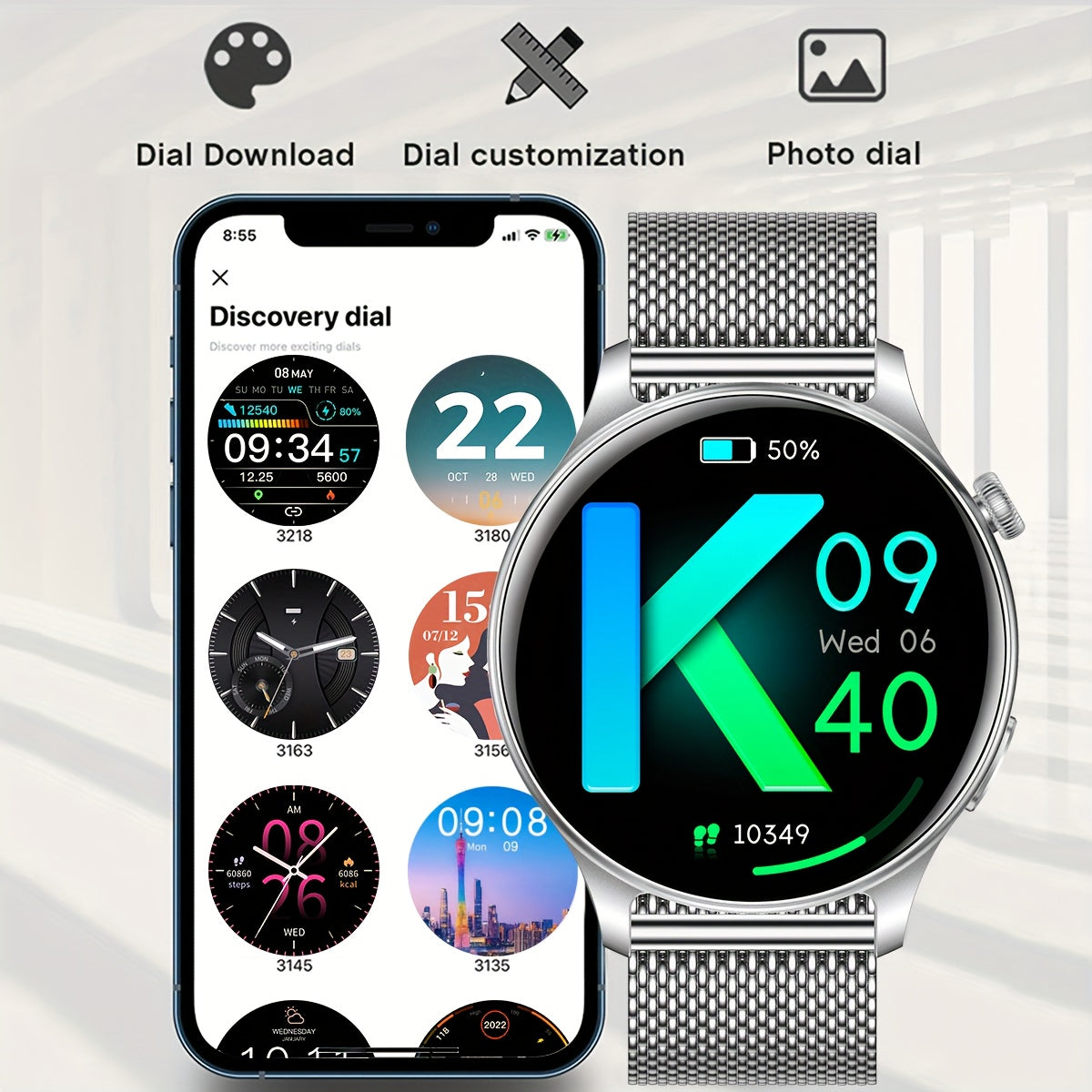 Montre Connectée Femme – Écran AMOLED 1,53", 100+ Modes Sportifs, Appels Sans Fil & IP68 | Charge Magnétique