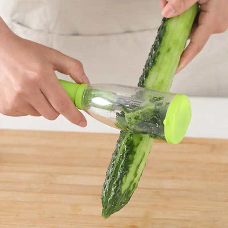 Eplucheur Multifonctionnel avec Etui de Rangement - Fruits et Legumes, Lame Dentelee, Contact Alimentaire, 2 Coloris