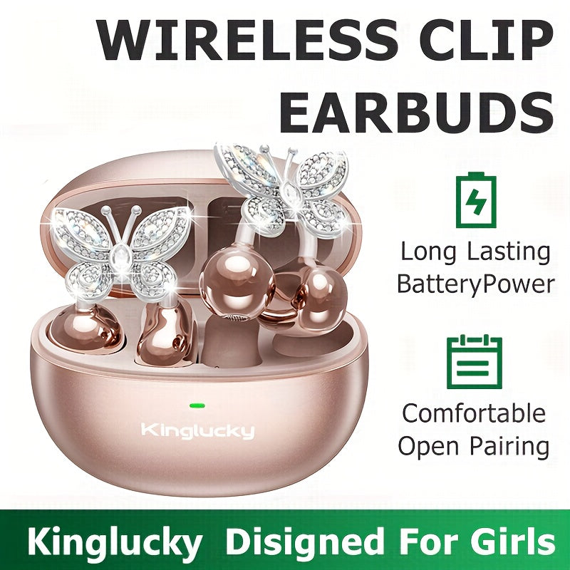 Écouteurs Clipsables Sans Fil KINGLUCKY — Sport & Dos Ouvert, Boucles Papillon | 3 Coloris | Type-C